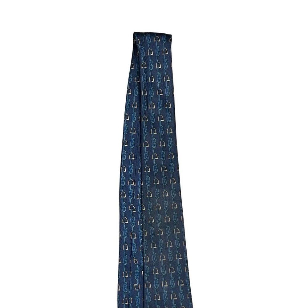 Gucci Mens Navy Blue Printed Silk Designer Neck Tie Pointed Adjustable Italy - Picture 2 of 14